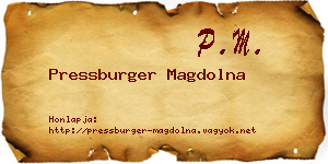 Pressburger Magdolna névjegykártya